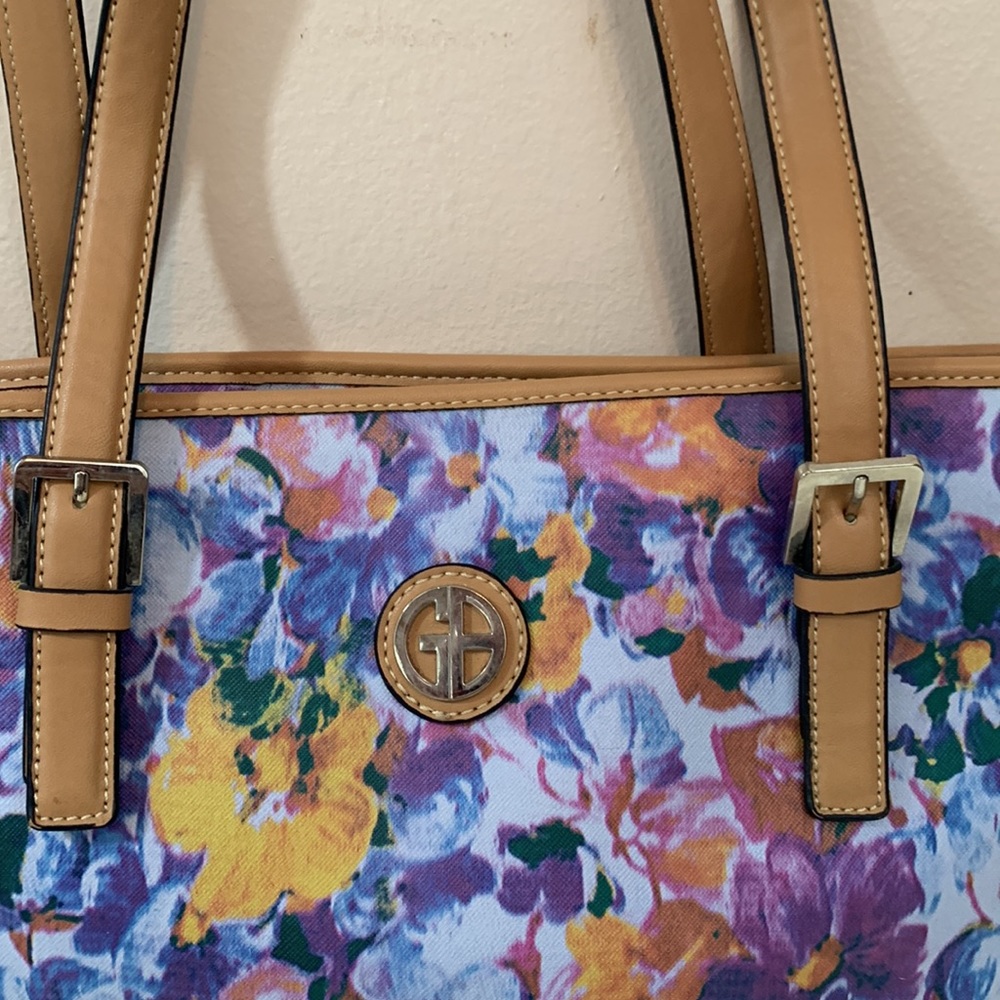Giani Bernini Blue/Purple Floral Print Handbag - Picture 3 of 9